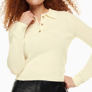 WILFRED ARITZIA WOMENS LITELUXE CASHMERE FLORENCE SWEATER CREAM SMALL